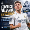Federico Valverde on the field, celebrating as he returns to Real Madrid squad after ankle injury recovery.
