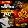 Football player Malcom Bokelé in Göztepe jersey during contract extension talks.