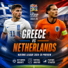 UEFA Nations League 2024-25 preview showing Greece vs Netherlands with tactical analysis and key players highlighted.