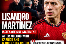 Lisandro Martinez giving an official statement after meeting with Carrick and Manchester United directors.