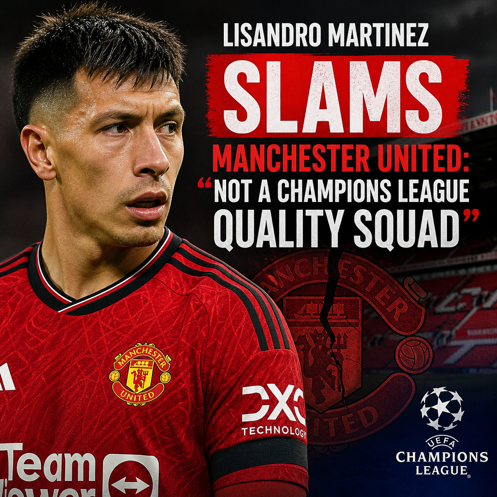 Lisandro Martinez speaking passionately during a press conference about Manchester United's squad quality.