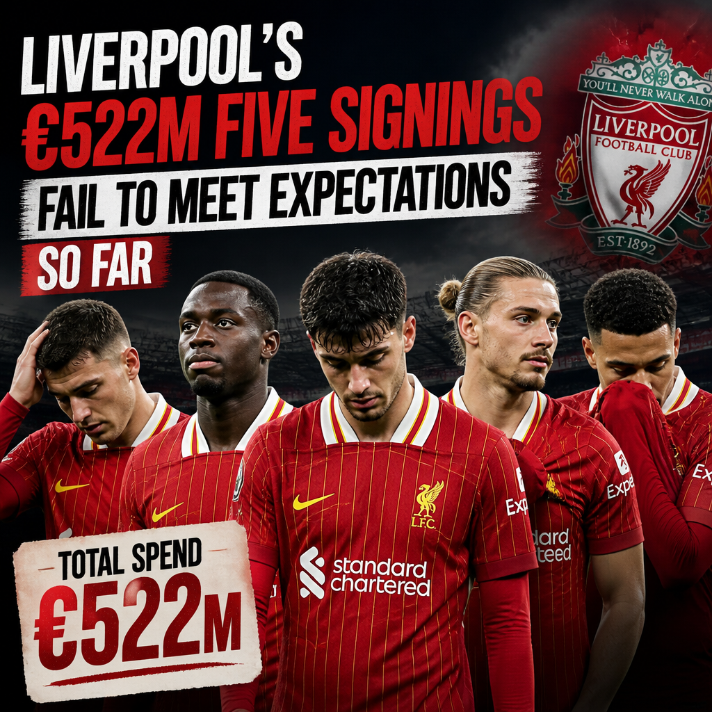 Liverpool's five high-cost signings collectively underperforming in football this season.