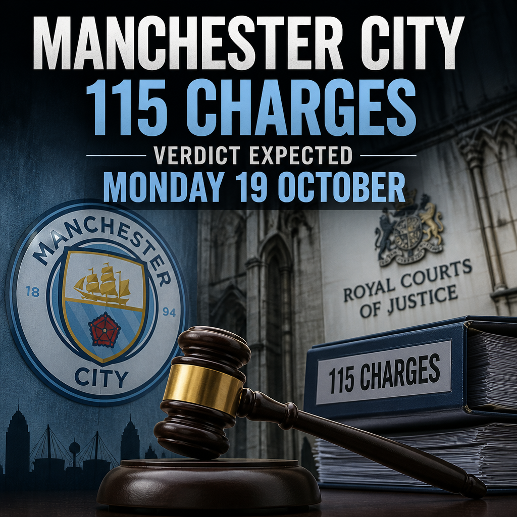 Exterior of the Royal Courts of Justice building, where Manchester City's legal verdict is expected.