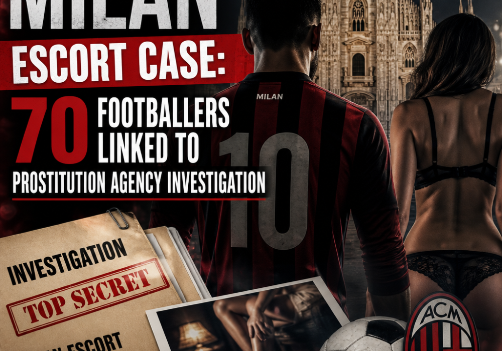 Graph showing 70 footballers linked to Milan escort agency scandal in prostitution investigation.