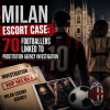 Graph showing 70 footballers linked to Milan escort agency scandal in prostitution investigation.