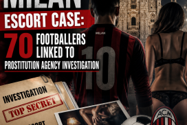 Graph showing 70 footballers linked to Milan escort agency scandal in prostitution investigation.
