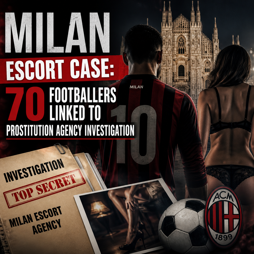 Graph showing 70 footballers linked to Milan escort agency scandal in prostitution investigation.