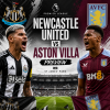 Newcastle United and Aston Villa players lined up on the pitch at St James' Park before a Premier League match.