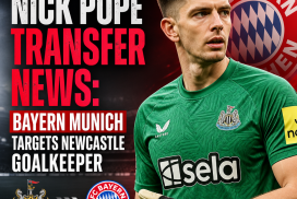 Nick Pope in Newcastle United kit, linked with transfer to Bayern Munich as goalkeeper target.