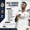 Real Madrid starting lineup and substitutes for LaLiga match vs Villarreal 2024/25 Matchday 8 with player photos.