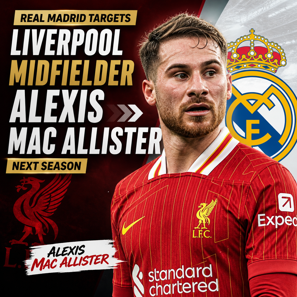 Alexis Mac Allister in action during a football match, targeted by Real Madrid for transfer.