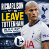 Richarlison in Tottenham Hotspur kit during a match, looking focused on the game.
