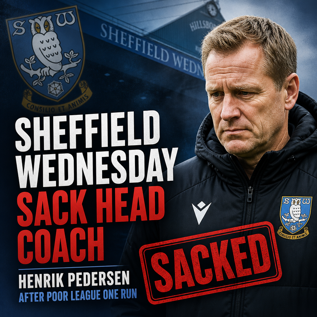 Henrik Pedersen looks concerned as Sheffield Wednesday sacks him after poor League One performance.