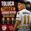 Toluca FC logo alongside images of Robert Morales with transfer offer icons representing interest from three clubs.
