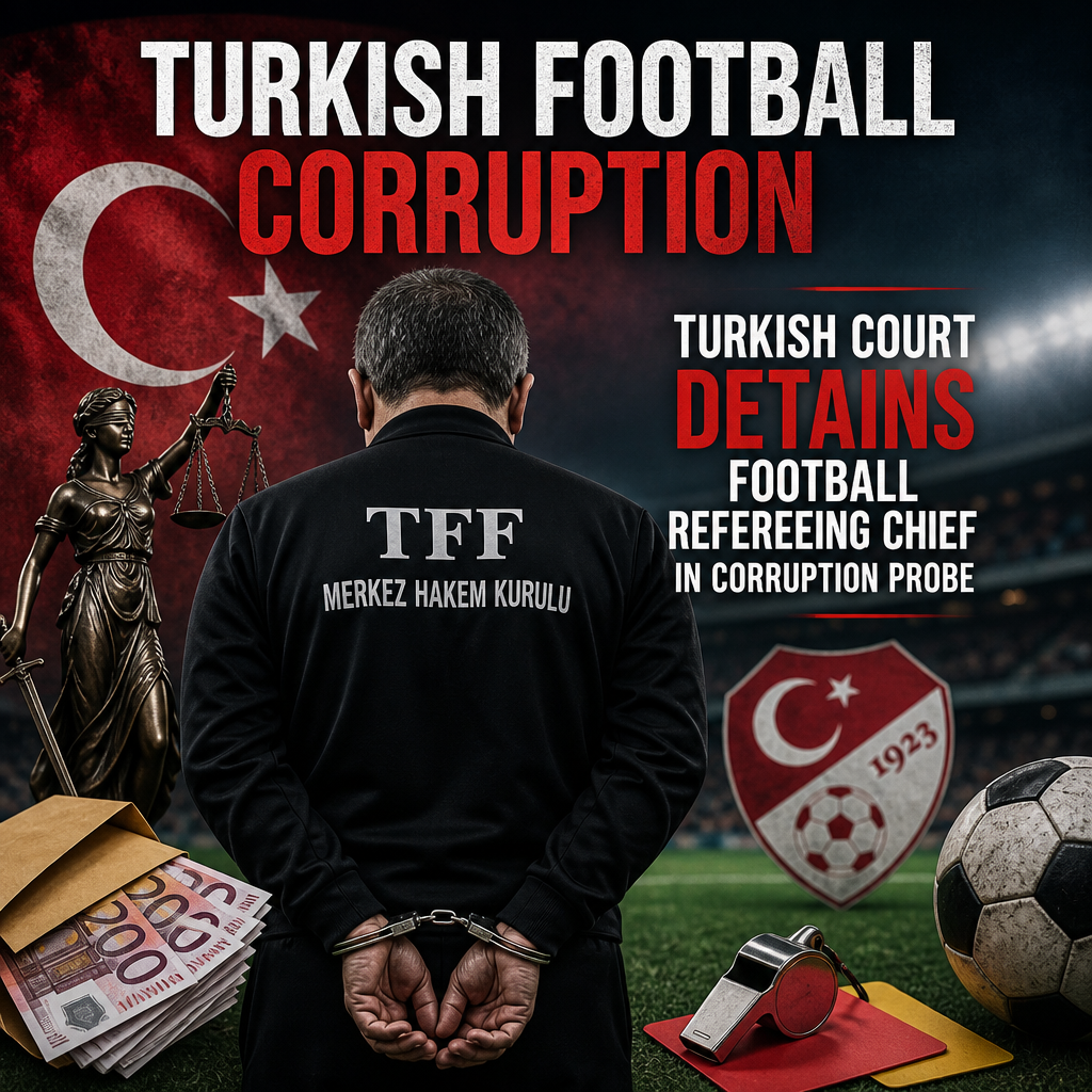 Turkish court detains football refereeing chief amid corruption scandal.