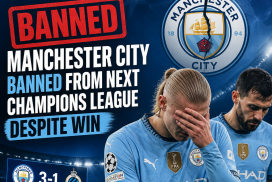 Manchester City players celebrate a goal amid news of their Champions League ban despite a 3-1 win.