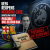 UEFA officials reviewing documents as the Negreira case investigation on Barcelona possibly leads to a one-season ban.