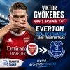 Viktor Gyökeres in an Arsenal jersey during a match, indicating his potential transfer to Everton.
