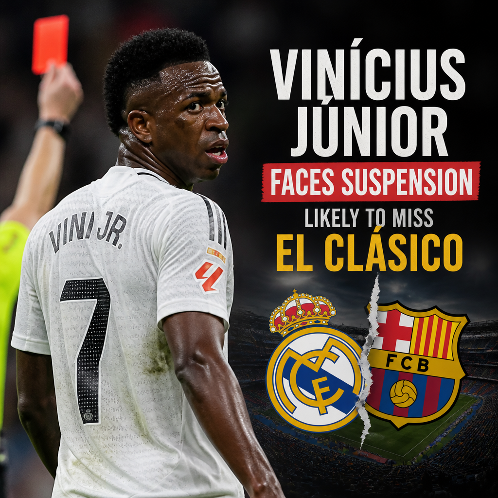 Vinícius Júnior in Real Madrid kit looking focused, preparing to play a match.