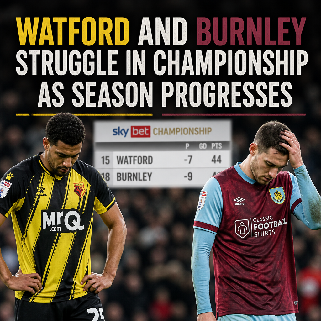 Chart showing Watford and Burnley with low points and goal differences in the Championship standings.